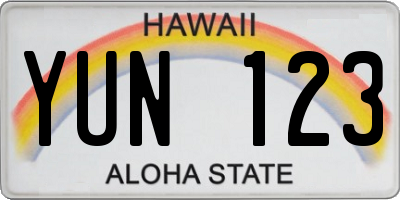 HI license plate YUN123