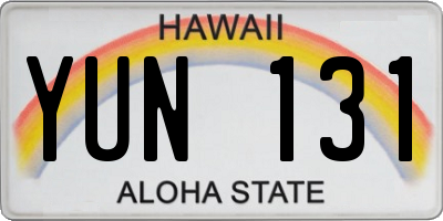 HI license plate YUN131