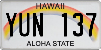 HI license plate YUN137