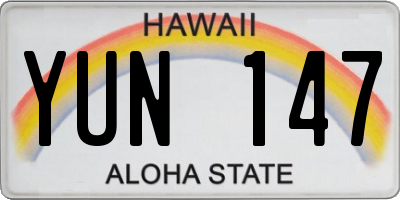 HI license plate YUN147