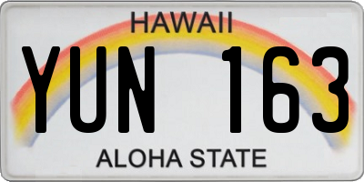 HI license plate YUN163