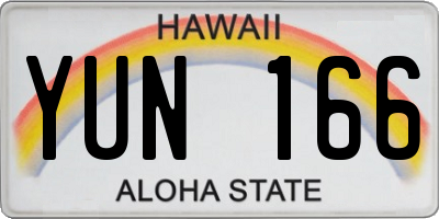 HI license plate YUN166