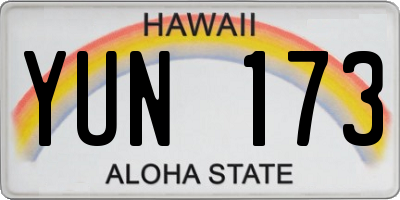 HI license plate YUN173