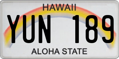 HI license plate YUN189