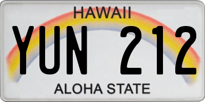 HI license plate YUN212