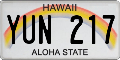 HI license plate YUN217