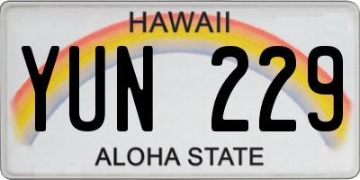 HI license plate YUN229