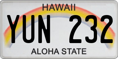 HI license plate YUN232