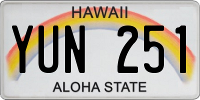 HI license plate YUN251