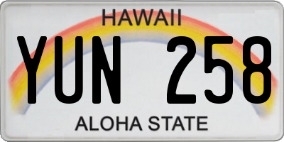 HI license plate YUN258
