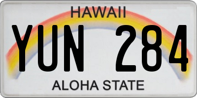 HI license plate YUN284