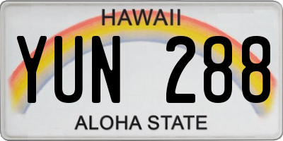 HI license plate YUN288