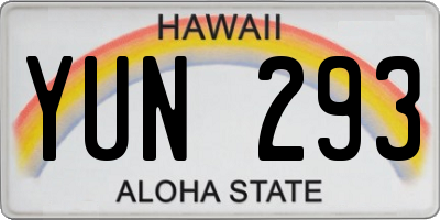 HI license plate YUN293