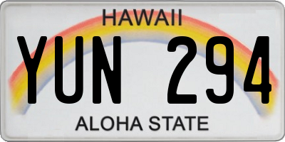 HI license plate YUN294