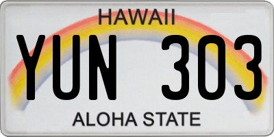 HI license plate YUN303