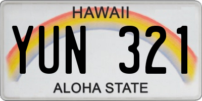 HI license plate YUN321