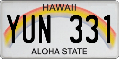 HI license plate YUN331