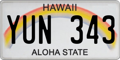HI license plate YUN343