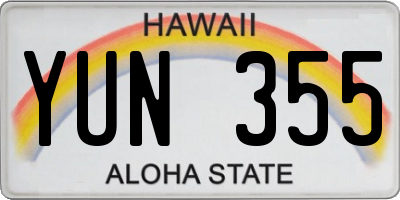 HI license plate YUN355