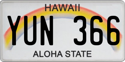 HI license plate YUN366