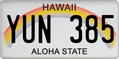HI license plate YUN385