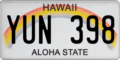 HI license plate YUN398