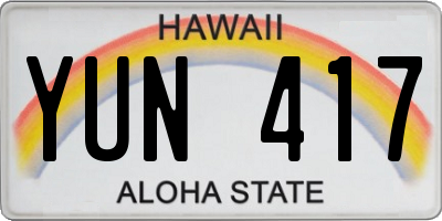 HI license plate YUN417