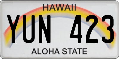 HI license plate YUN423
