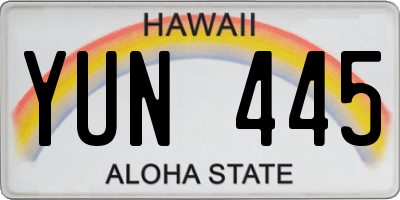 HI license plate YUN445