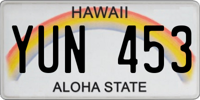 HI license plate YUN453