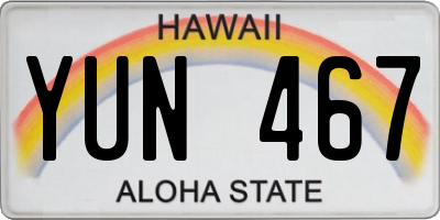 HI license plate YUN467