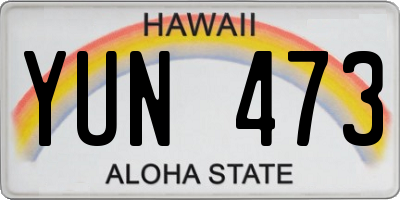 HI license plate YUN473
