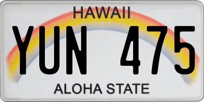 HI license plate YUN475