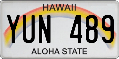 HI license plate YUN489