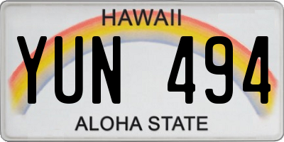 HI license plate YUN494