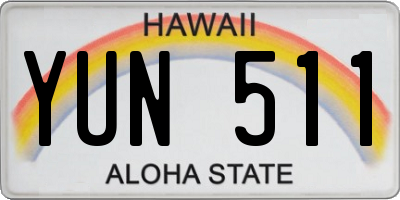 HI license plate YUN511