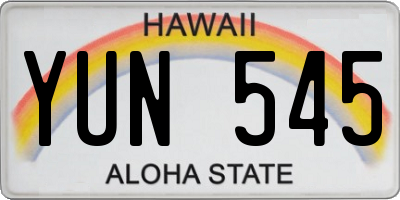 HI license plate YUN545