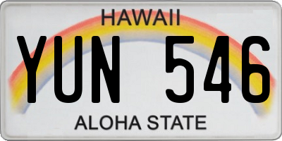HI license plate YUN546