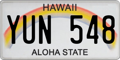 HI license plate YUN548