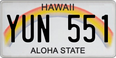 HI license plate YUN551