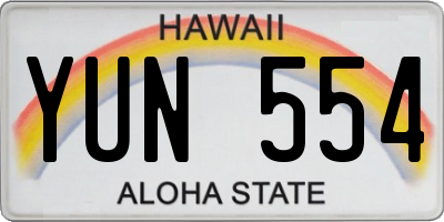 HI license plate YUN554