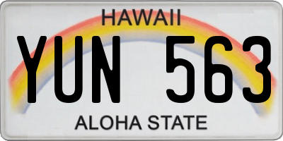 HI license plate YUN563