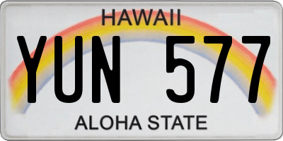 HI license plate YUN577