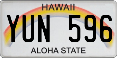 HI license plate YUN596