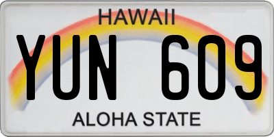 HI license plate YUN609