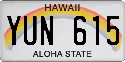 HI license plate YUN615