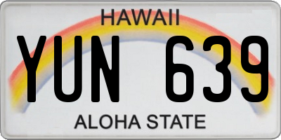 HI license plate YUN639
