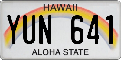 HI license plate YUN641