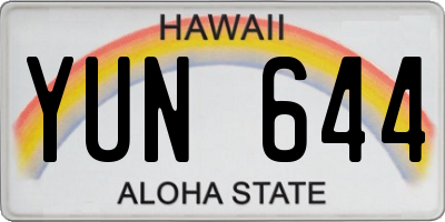 HI license plate YUN644