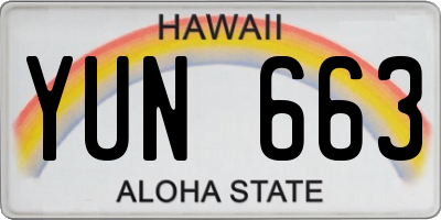 HI license plate YUN663
